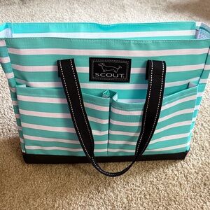 Scout Turquoise and White Striped Carryall